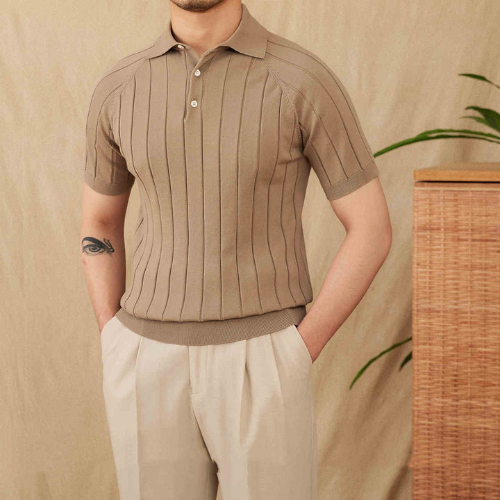 Massimo Premium Ribbed Knit Polo Shirt