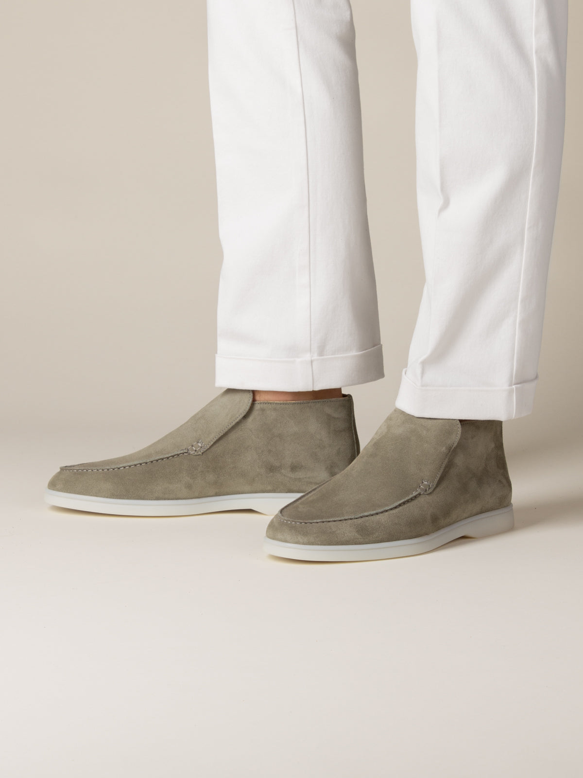 Men's Suede Slip On Moccasin Loafers with Rubber Sole