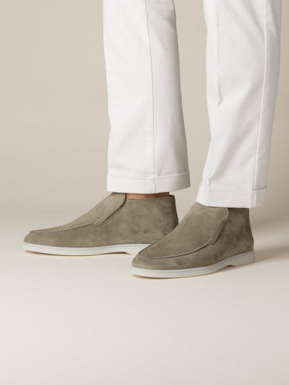 Men's Suede Slip On Moccasin Loafers with Rubber Sole