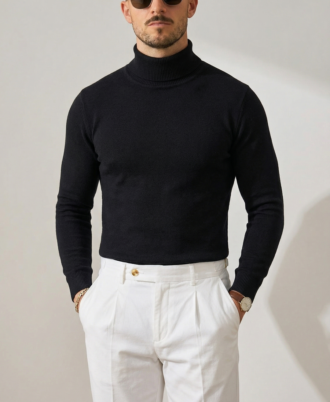 Slim Fit Turtleneck Knit Sweater