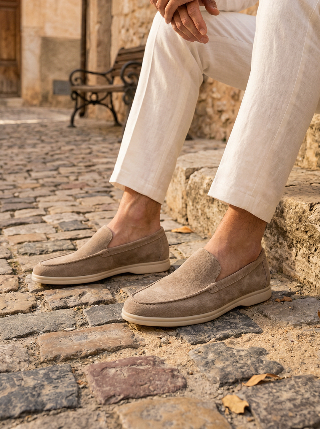 Faux Suede Loafers with Rubber Sole