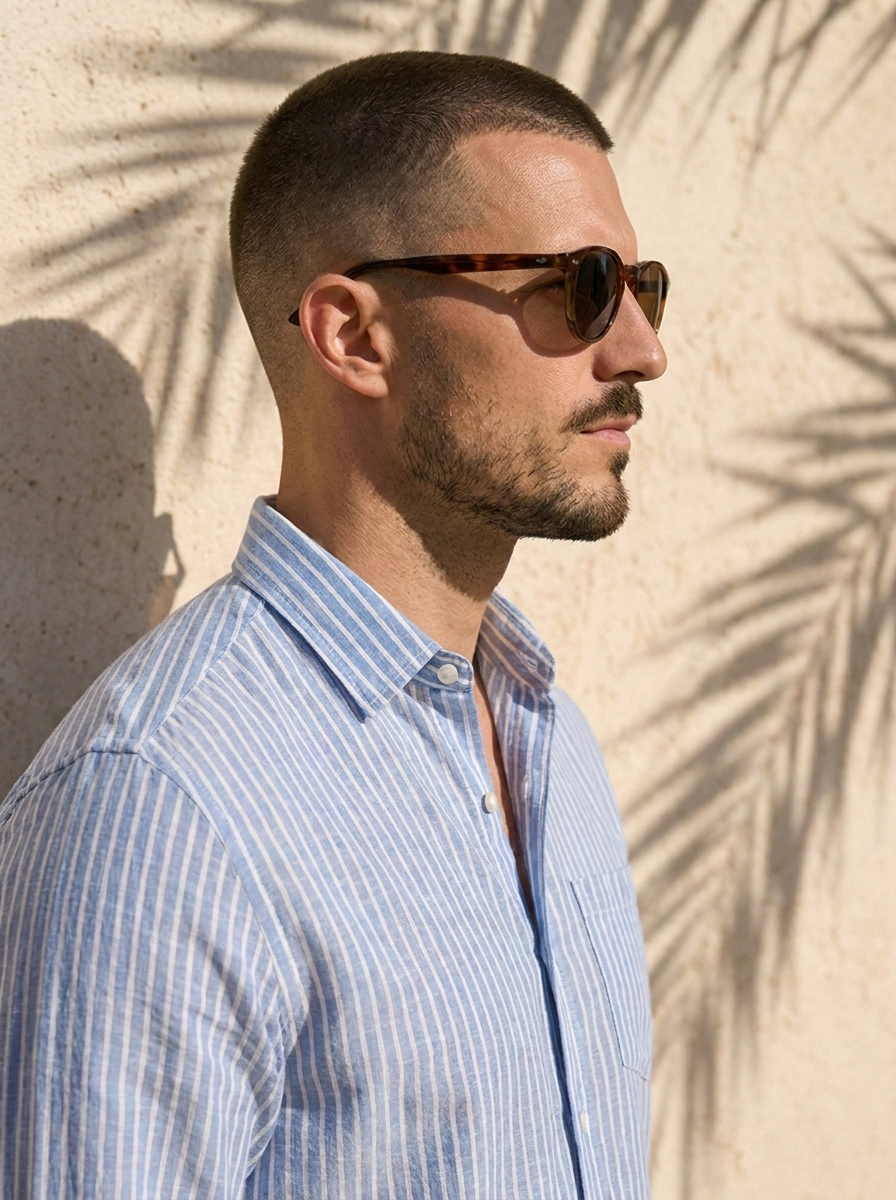 Blue Striped Linen Button-Down Shirt
