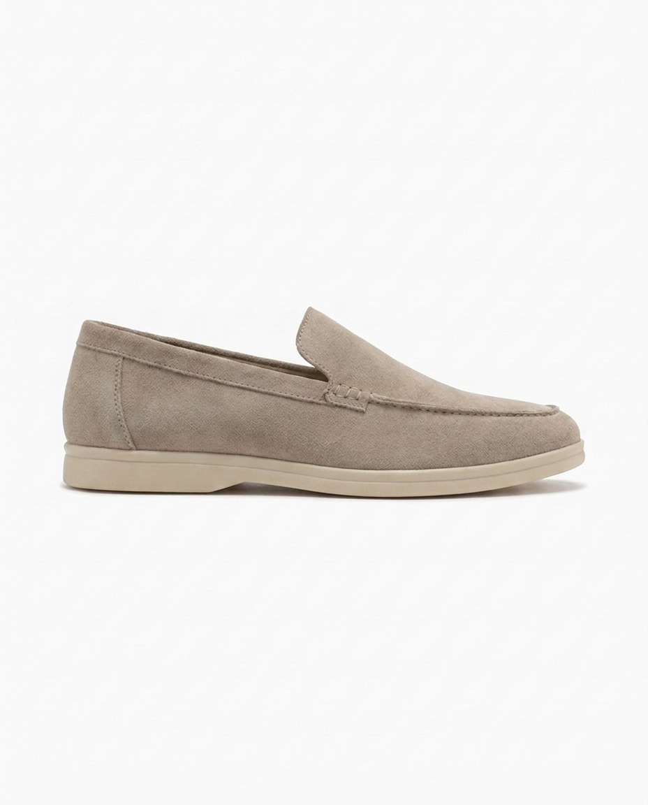 Faux Suede Loafers with Rubber Sole