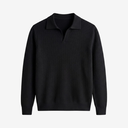Buttonless Long Sleeve Knit Polo Shirt, view 12