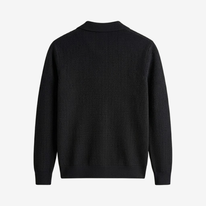 Buttonless Long Sleeve Knit Polo Shirt, view 13