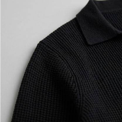 Buttonless Long Sleeve Knit Polo Shirt, view 14