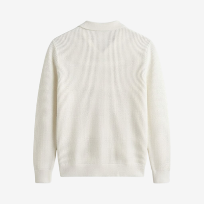 Buttonless Long Sleeve Knit Polo Shirt, view 6
