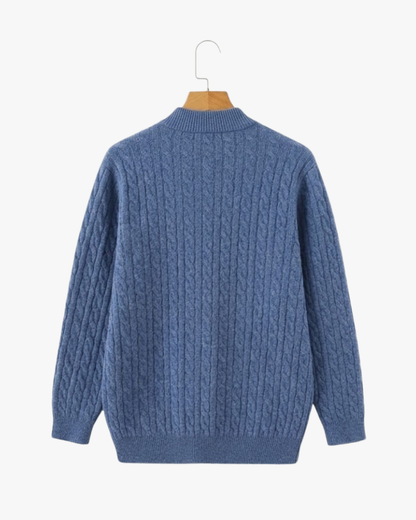 Cable-Knit Half-Zip Wool-Blend Sweater, House of Zeno