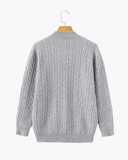 Cable-Knit Half-Zip Wool-Blend Sweater, view 15