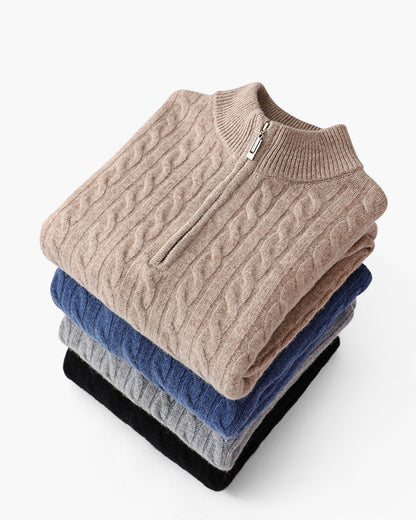 Cable-Knit Half-Zip Wool-Blend Sweater, view 29