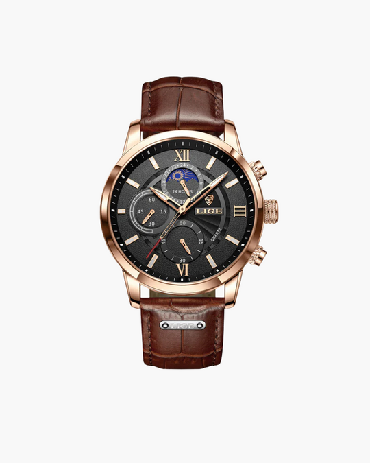 Classic Leather Quartz Watch – 30m Water Resistant