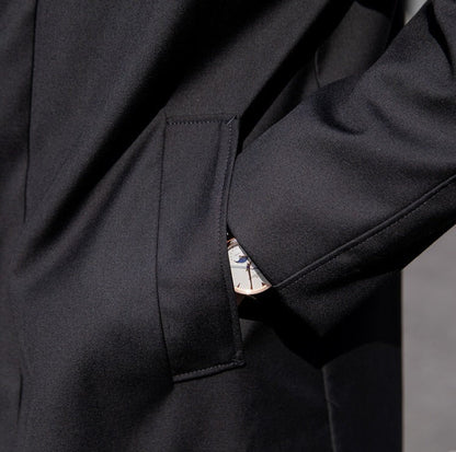 Classic Point Collar Coat - Concealed Button Front & Side Pockets, view 11