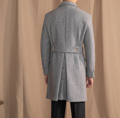 Classic Vintage Herringbone Wool-Blend Coat, view 4