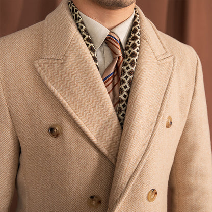 Classic Vintage Herringbone Wool-Blend Coat, view 9