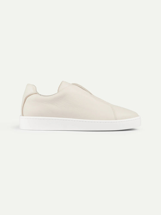 Leather Laceless Sneakers Beige