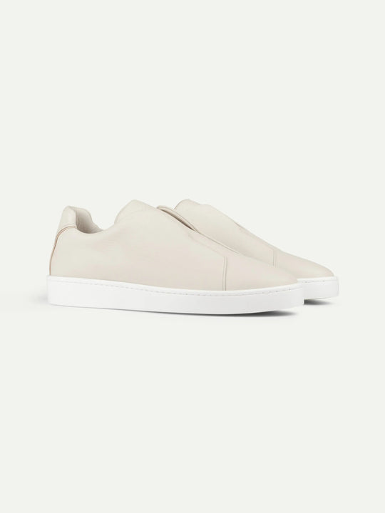 Leather Laceless Sneakers Beige