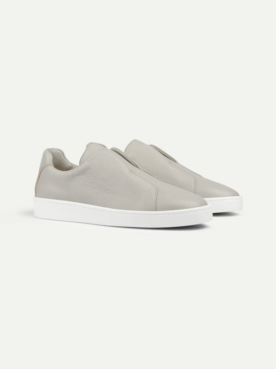Leather Laceless Sneakers Grey