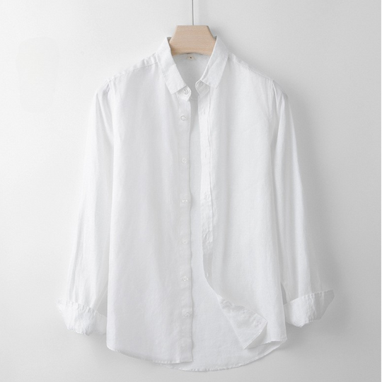 Lightweight Linen Shirt with Spread Collar