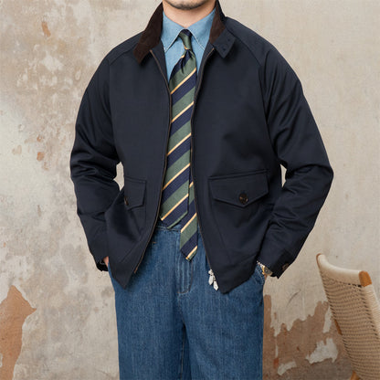 Lightweight Zip Jacket with Button Collar & Side Pockets, House of Zeno