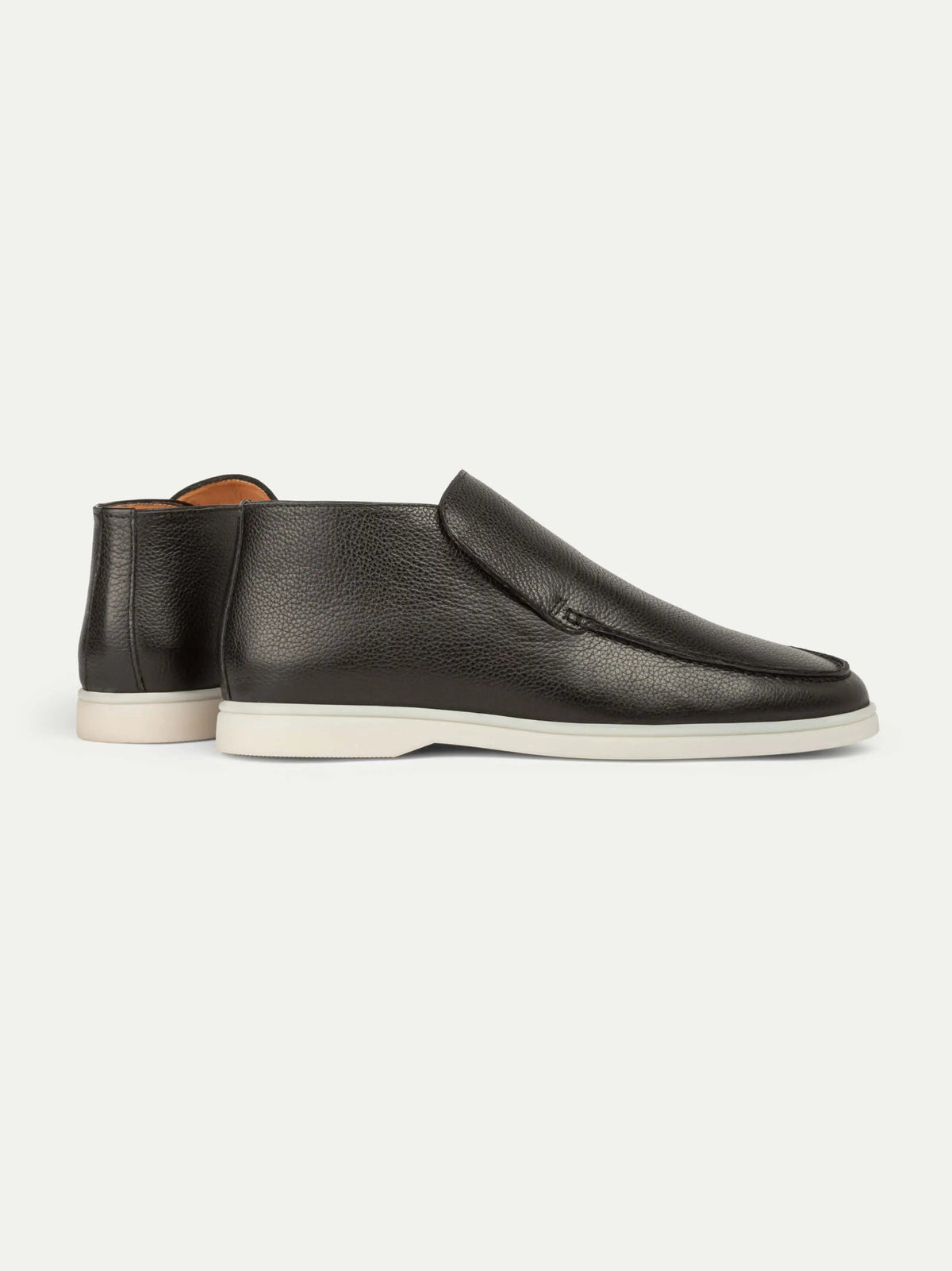 Men’s Black High Top Leather Loafers With White Sole, view 3