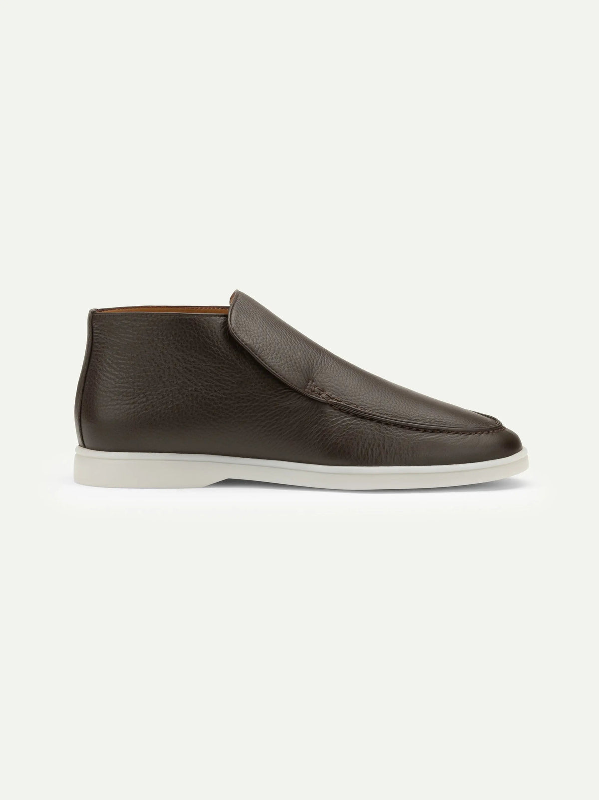Men’s Dark Brown High Top Leather Loafers With White Sole, House of Zeno