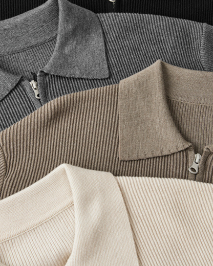 Men’s Knit Long-Sleeve Polo - Spread Collar Tailored Fit, view 7