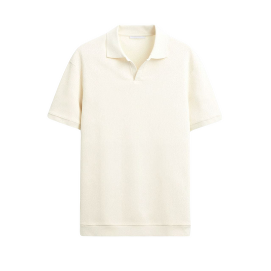 Men’s Knit Polo Shirt – Open Collar Short Sleeves
