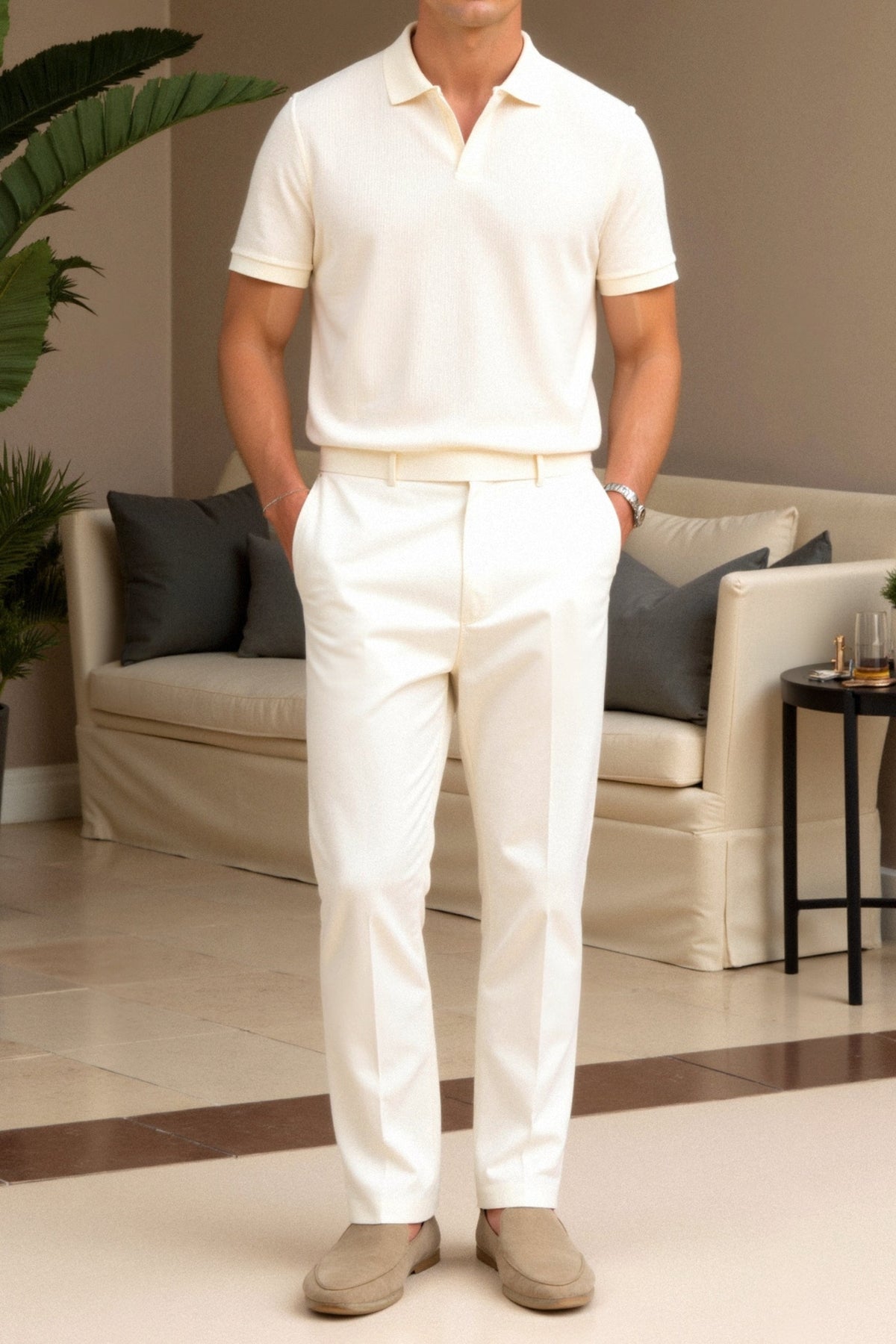 Men’s Knit Polo Shirt - Open Collar Short Sleeves, view 12