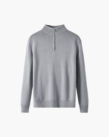 Men’s Knit Quarter-Zip Pullover - Ribbed Cuffs & Hem, House of Zeno