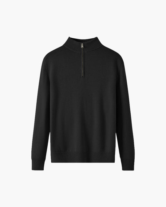 Men’s Knit Quarter-Zip Pullover – Ribbed Cuffs & Hem