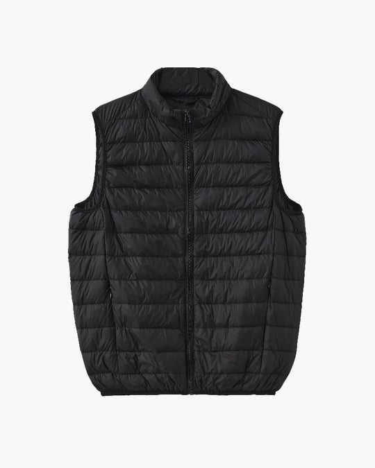 Men’s Lightweight Quilted Padded Vest – High Collar & Pockets