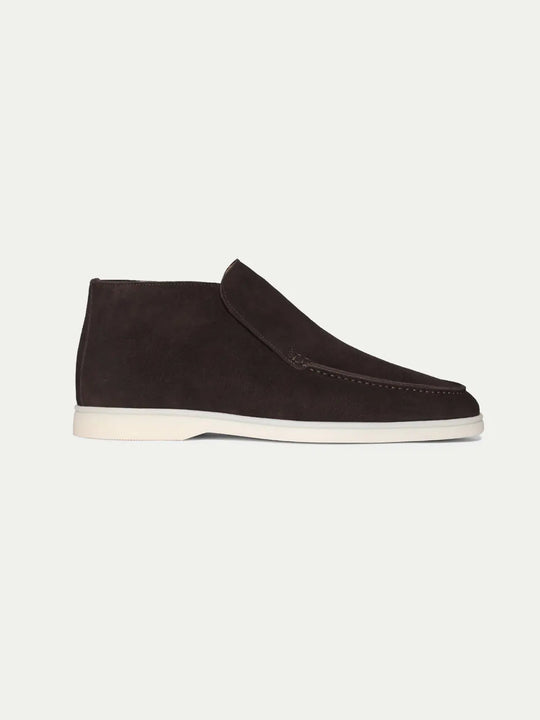 Men’s Midnight High Top Suede Loafers With White Sole