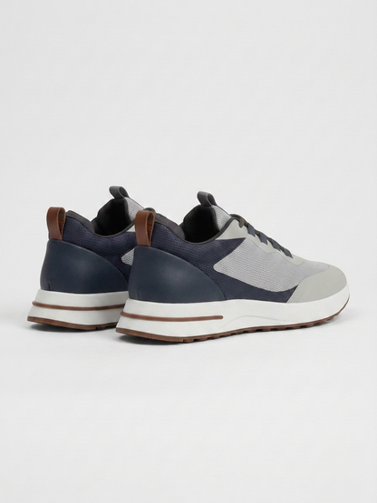 Men’s Navy & Gray Fused Mesh Low Top Walking Sneakers with White Sole, view 4