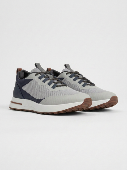 Men’s Navy & Gray Fused Mesh Low Top Walking Sneakers with White Sole, view 6