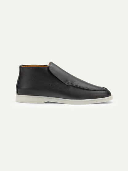 Men’s Navy High Top Leather Loafers With White Sole, House of Zeno