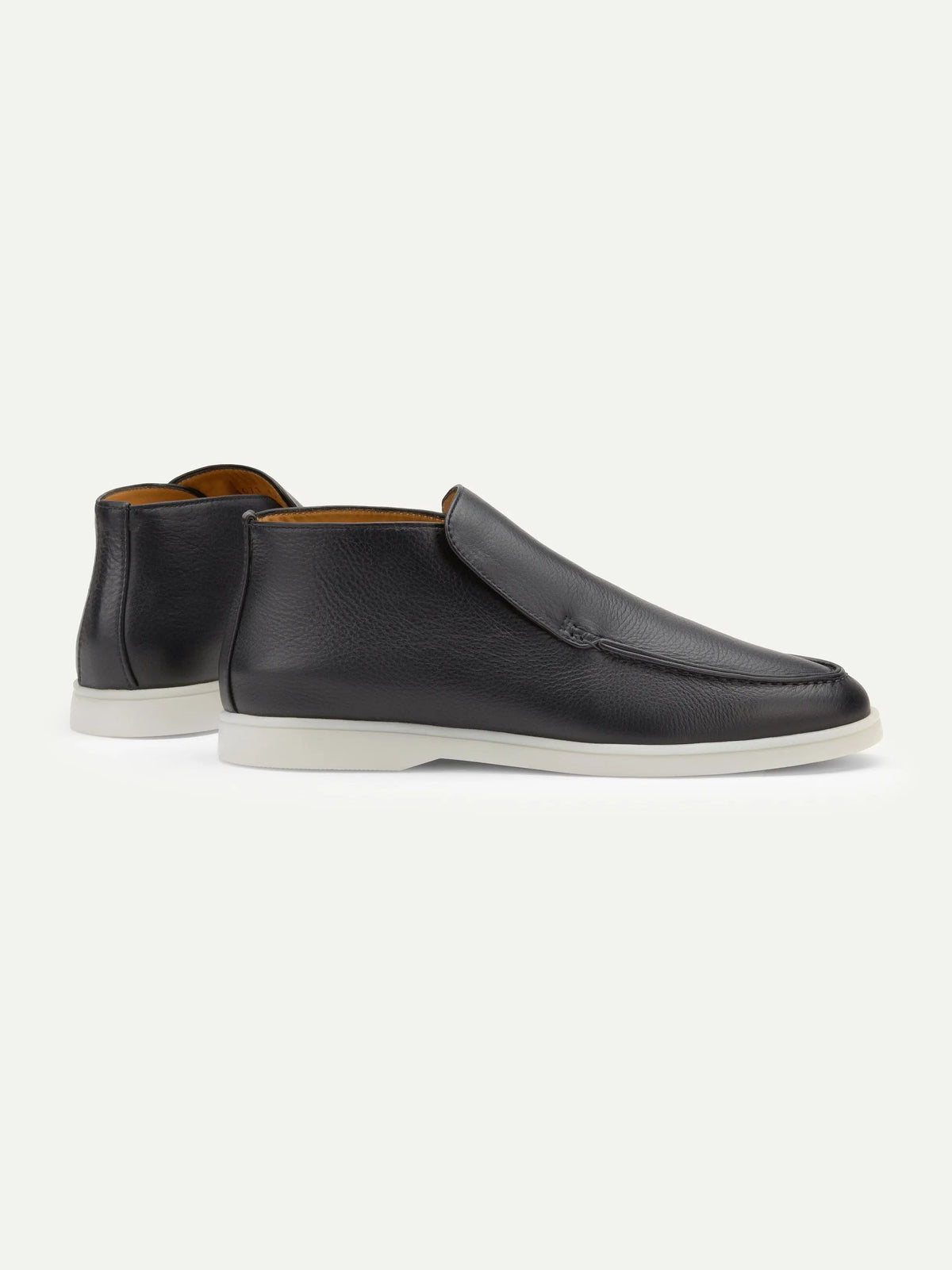 Men’s Navy High Top Leather Loafers With White Sole, view 2