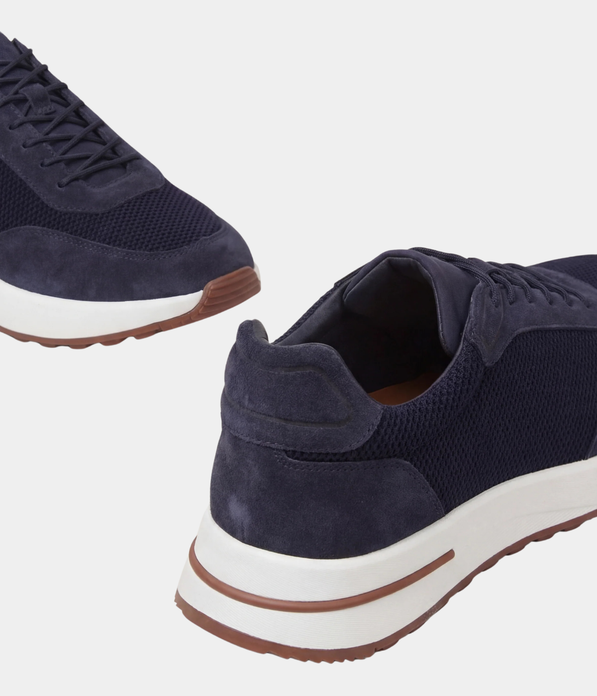 Men’s Navy Suede & Mesh Low Top Walking Sneakers with White Sole, view 3