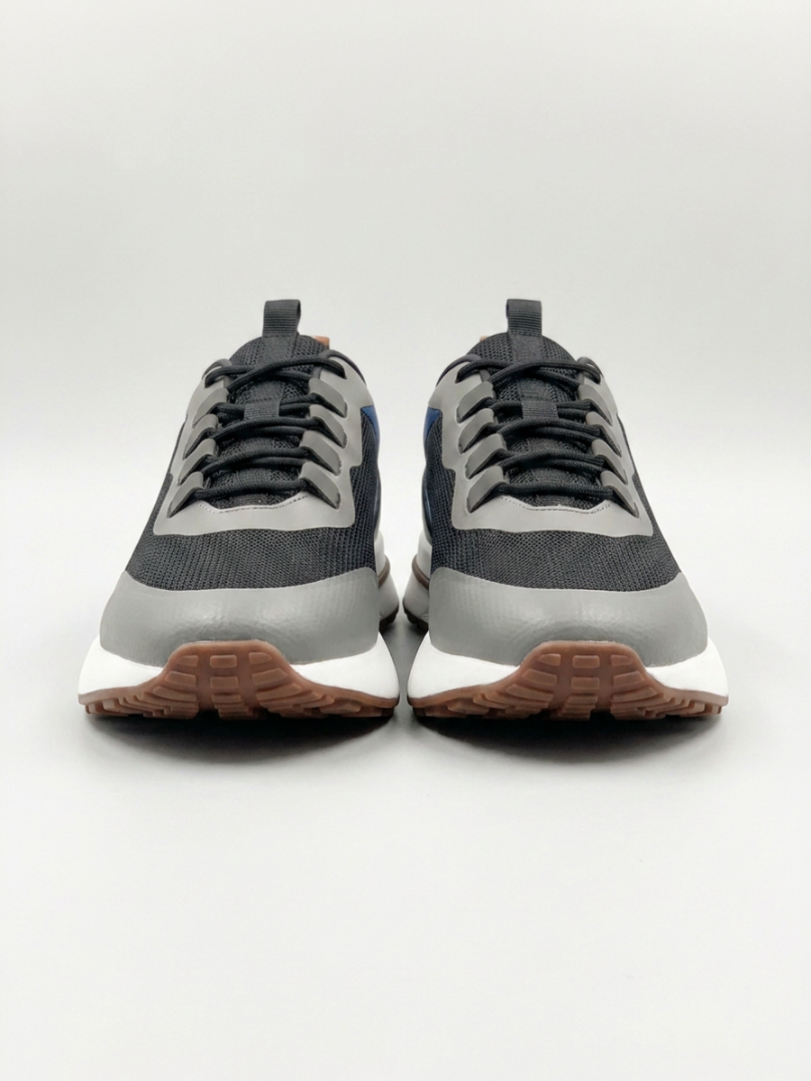 Men’s Royal Blue & Gray Fused Mesh Low Top Walking Sneakers with White Sole, view 5