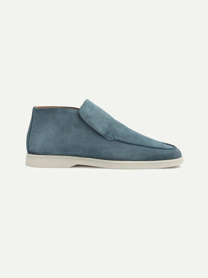Men’s Turquoise High Top Suede Loafers With White Sole, House of Zeno