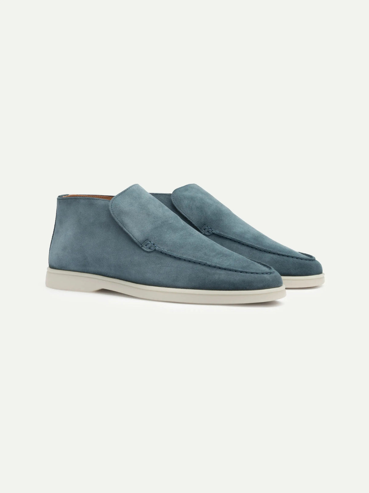 Men’s Turquoise High Top Suede Loafers With White Sole, view 2