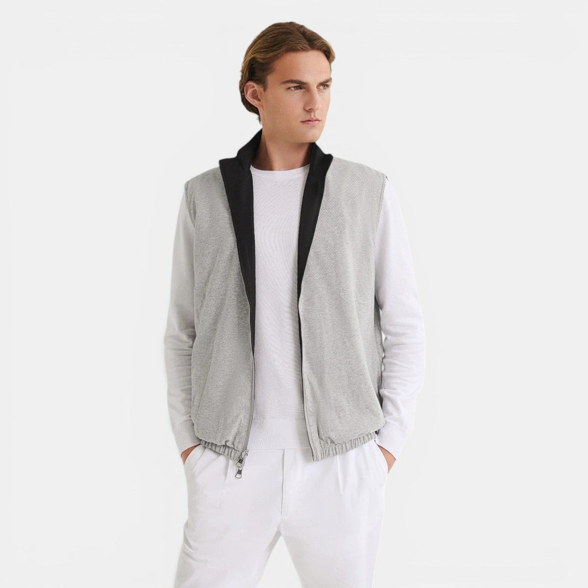 Men's Black Classic Reversible Zip Up Bodywarmer, view 5