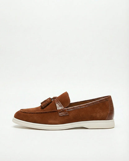 Men's Brown Genuine Leather Tassel Loafers, view 2