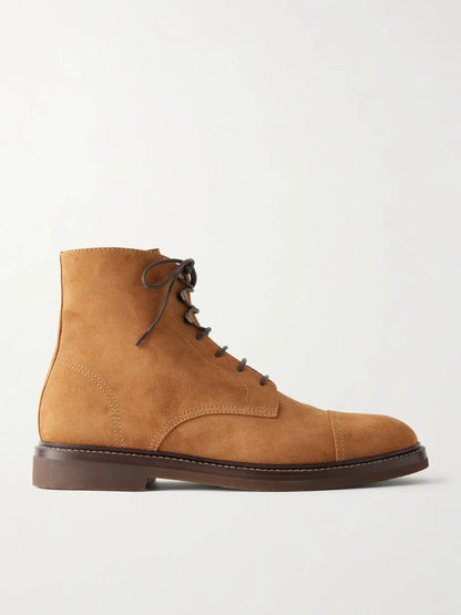 Men's Calf Suede Cap Toe Lace Up Boots, House of Zeno