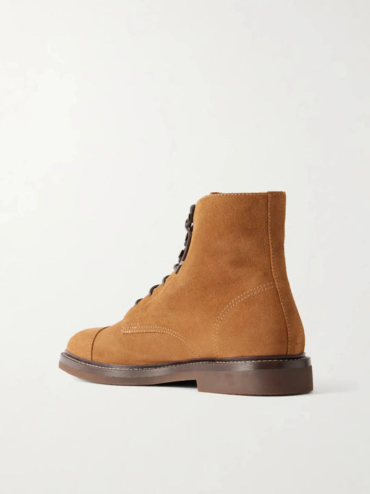 Men's Calf Suede Cap Toe Lace Up Boots