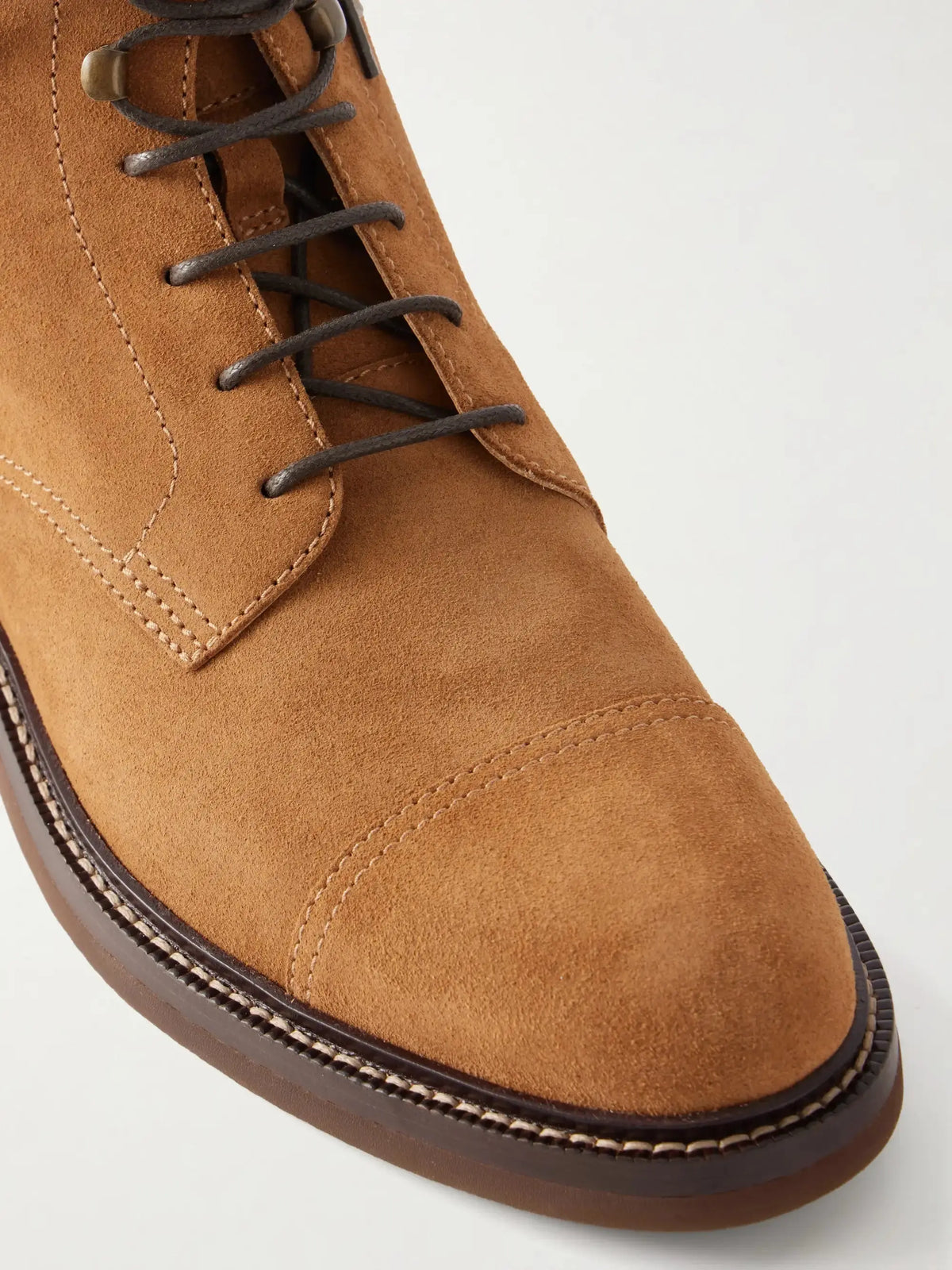 Men's Calf Suede Cap Toe Lace Up Boots, view 3
