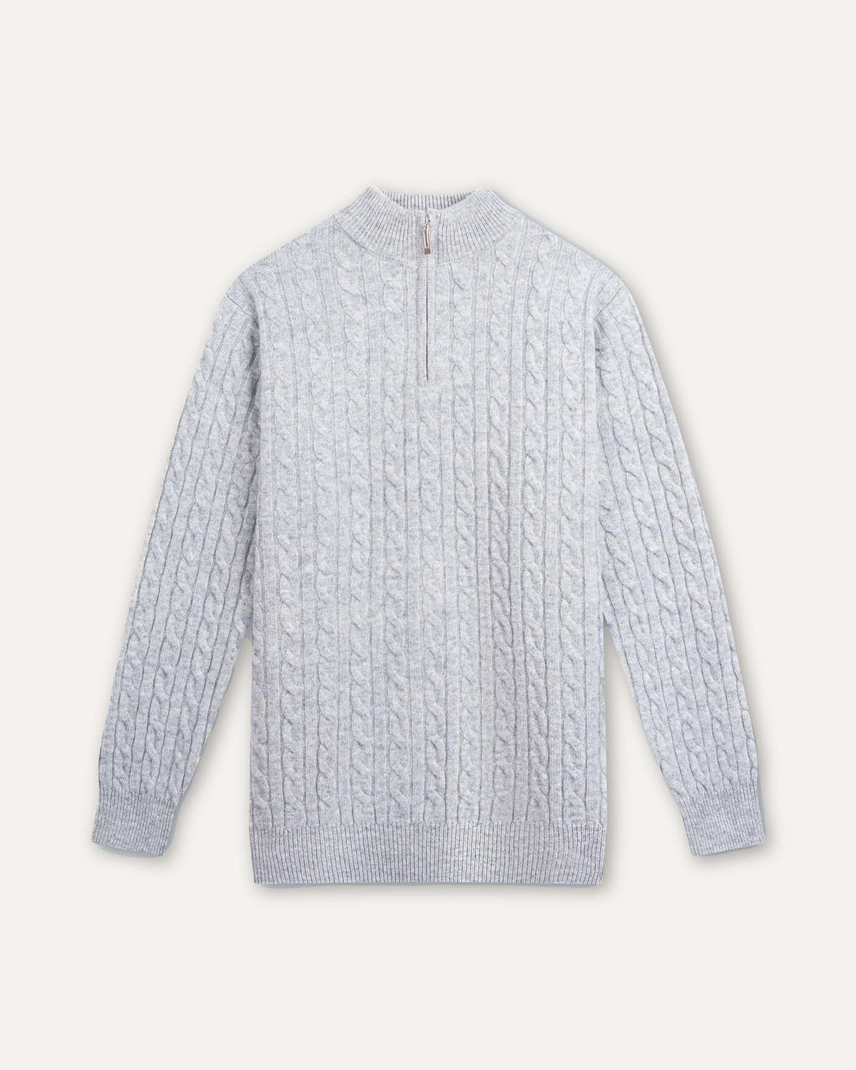 Men's Cashmere Wool Blend Cable Knit Half Zip Sweater, view 4