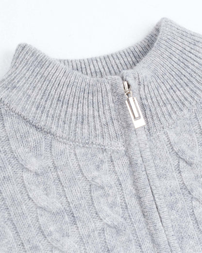 Men's Cashmere Wool Blend Cable Knit Half Zip Sweater, view 6