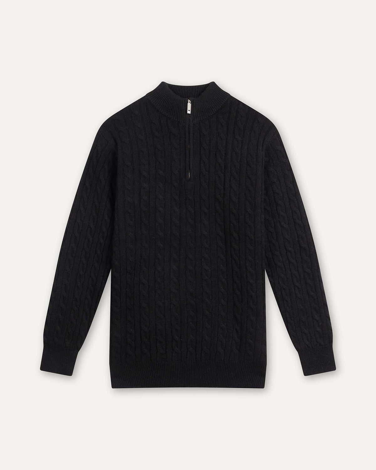Men's Cashmere Wool Blend Cable Knit Half Zip Sweater, view 9