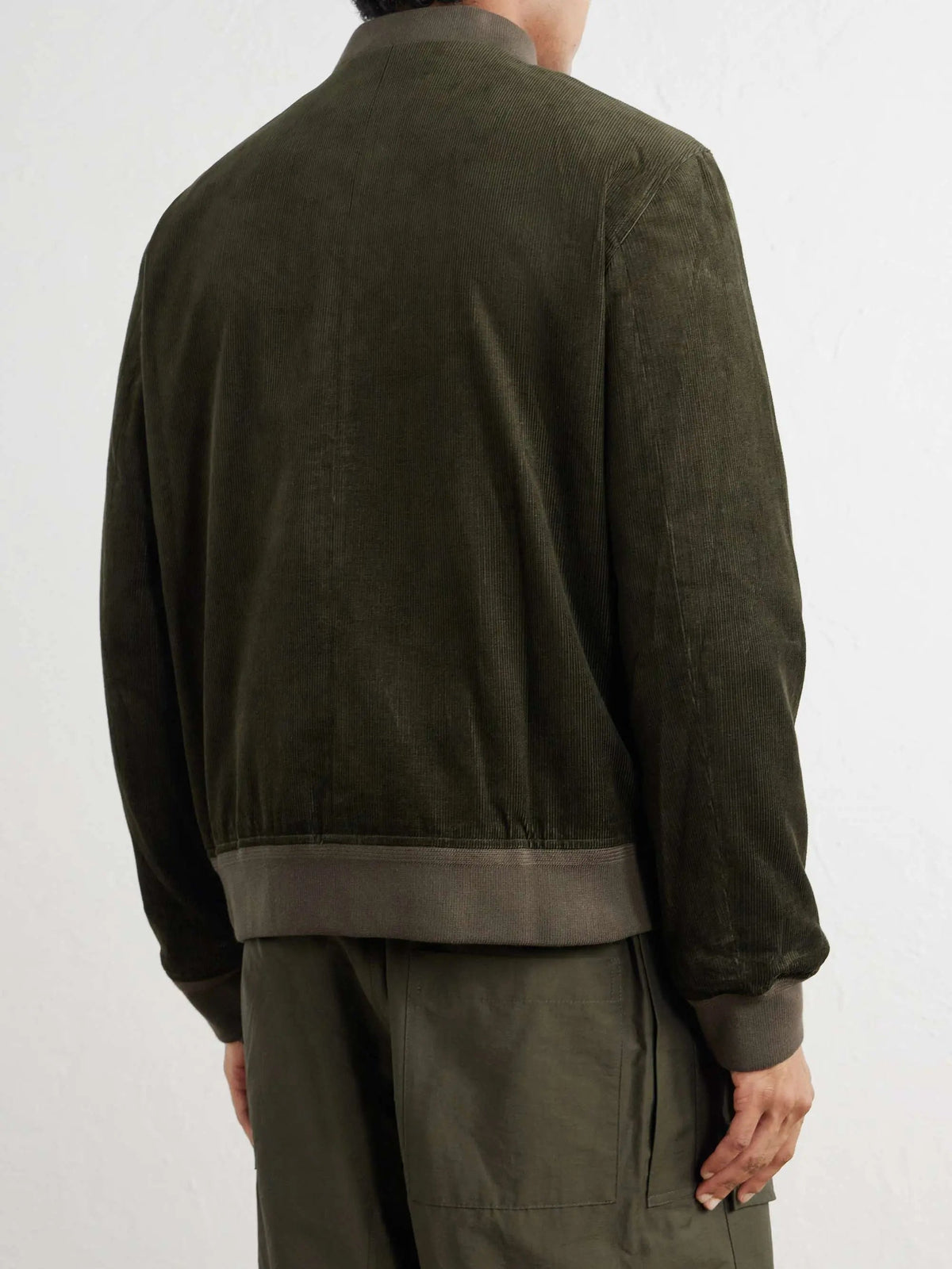 Men's Corduroy Zip Up Bomber Jacket with Ribbed Trim, view 2