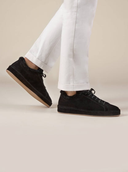 Men's Faux Fur Lined Suede Sneakers, view 12